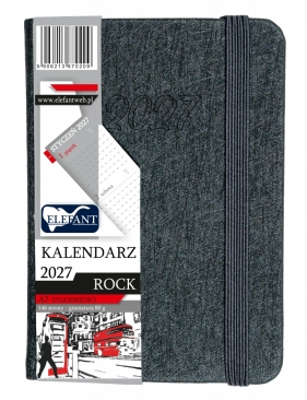 Kalendarz 2027 A7 tygodniowy Rock - szary