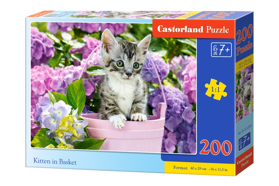 Puzzle Castorland 200 elementów - Kotek w koszyku (B-222209)