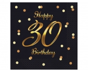 Serwetki Happy 30 Birthday, czarne, 33x33cm, 20szt (PG-S30C)