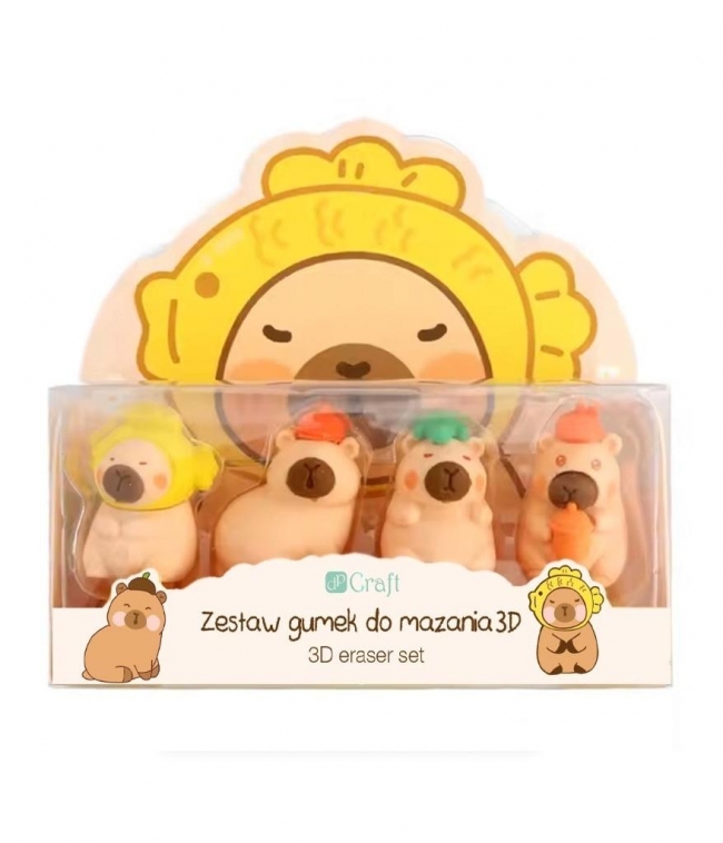 <img src='https://webimage.pl/pics/210/6/d5907590026210.jpg' style='height:440px' /> Gumki do mazania 3D Kapibara 4szt