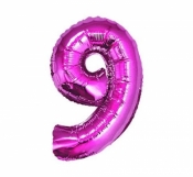 Balon foliowy cyfra "9" różowa, 85cm