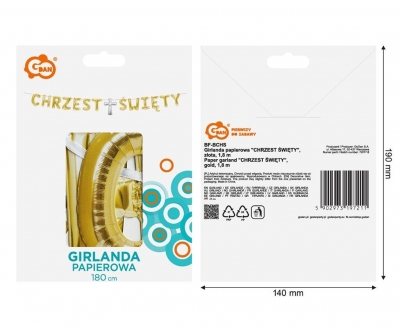 <img src='https://webimage.pl/pics/211/7/d5902973197211.jpg' style='height:440px' /> Girlanda papierowa Chrzest Święty złota 1,8m