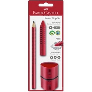 Zestaw Jumbo Grip czerwony 1x ołówek grip + gumka grip + temperówka grip (580021)