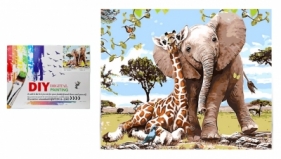 Malowanie po numerach Słoń z żyrafą