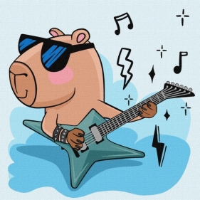 Malowanie po numerach - Kapibara gwiazda rocka