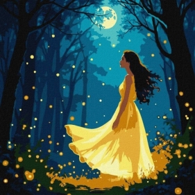 Malowania po numerach - Dziewczyna wśród świetlik