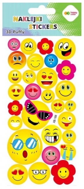 Naklejki 3D Puffy - Funny Emoticon, 9.5 cm x 22 cm, Happy Color