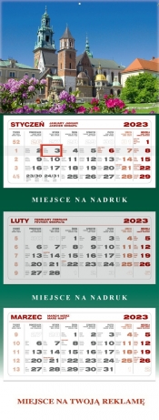 Kalendarz 2023 ścienny trójdzielny Wawel