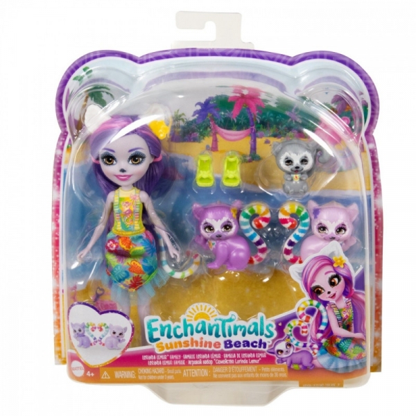 Lalka Enchantimals + figurki zwierzątek Rodzina Lemurów (HRX86)