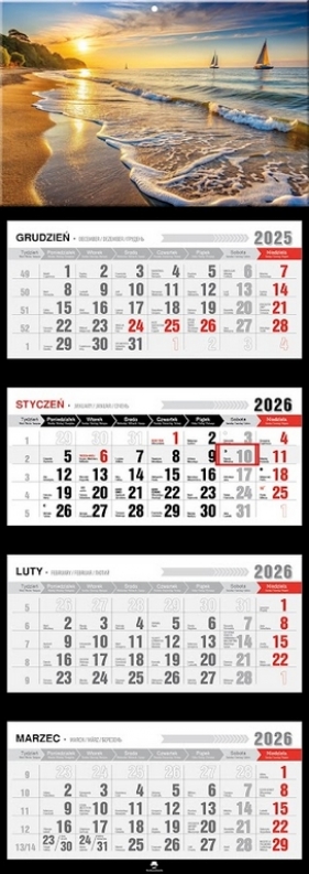 Kalendarz 2026 czterodzielny premium - Zachód słońca
