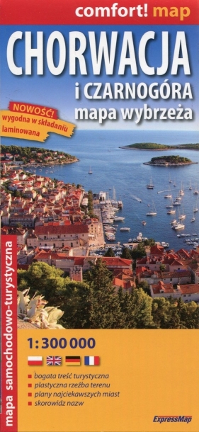 Chorwacja i Czarnogóra mapa wybrzeża mapa samochodowo-turystyczna 1:300 000
