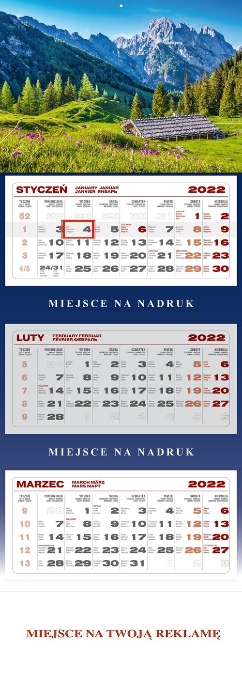 Kalendarz trójdzielny Alpy