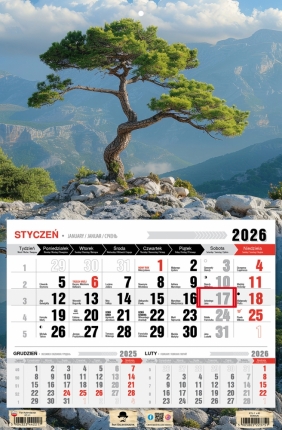 Kalendarz trójdzielny-jednodzielny 2026,1 szt.