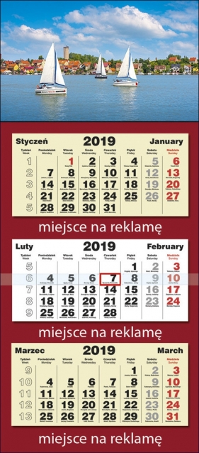 Kalendarz trójdzielny LUX 2019