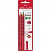 Zestaw Grip 2001 B 3x ołówek + GUMKA CZERWONY (580221)