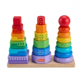 Fisher-Price. Drewniane piramidki Sorter kształtów