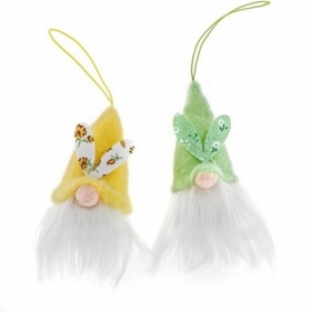 Zawieszki gnomy 8cm 2szt zółte i zielone