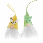 Zawieszki gnomy 8cm 2szt zółte i zielone