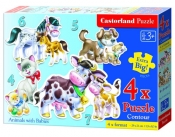 Puzzle konturowe 4w1: Animals with Babies (04218) - Castor