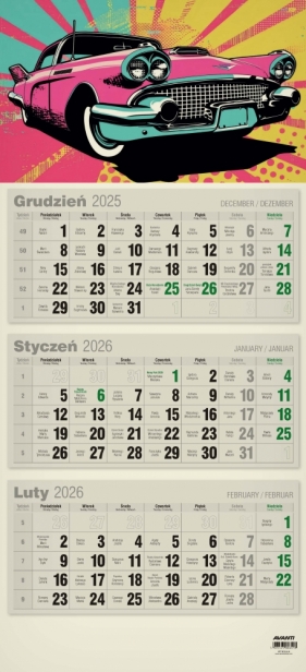 Kalendarz 2026 trójdzielny płaski EKO, 1 szt