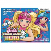Blok techniczny A4/10 kartek biały Barbie Video Games 382104