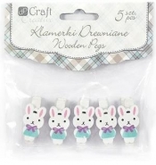 Klamerki drewniane króliczki (5 szt)