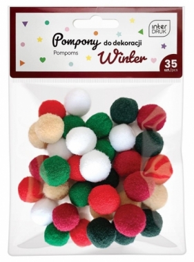 Pompony do dekoracji - Winter, 35 szt.