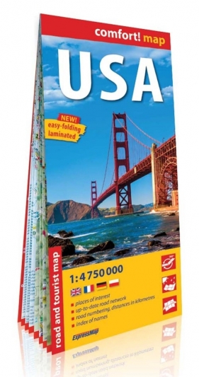 USA comfort! map laminowana mapa samochodowo-turystyczna
