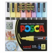 Markery pastelowe PC-3M Soft 8 kolorów POSCA UNI