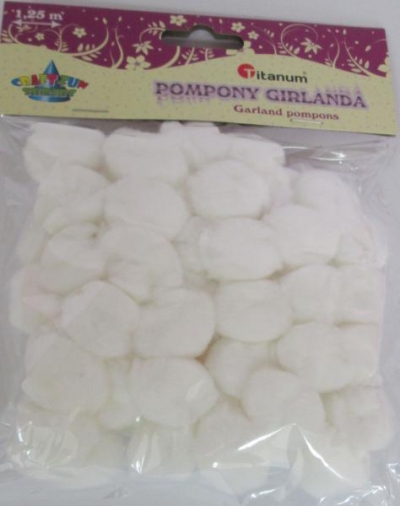 Pompony girlanda 1,25cm biała DIY16071A