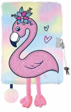 Pamiętnik z kłódką 3D włochacz - Tropical Flamingo, A5, 96 kartek