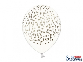 Balon gumowy Partydeco kropeczki w kolorze złotym 30 cm / 6 sztuk (SB14C-208-099G-6)