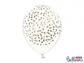 Balon gumowy Partydeco kropeczki w kolorze złotym 30 cm / 6 sztuk (SB14C-208-099G-6)