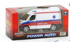Ambulans ze światłem - metalowe, 11,5cm długości.