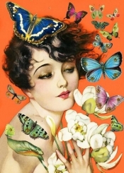Karnet B6 brokat z kopertą Kobieta z motylami