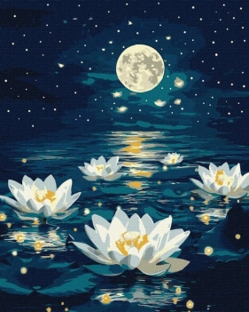 Malowanie po numerach - Lotos pod poświatą 40x50cm