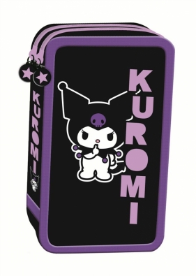 Piórnik szkolny podwójny z wyposażeniem - Kuromi Black