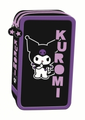 Piórnik szkolny podwójny z wyposażeniem - Kuromi Black