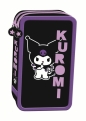 Piórnik szkolny podwójny z wyposażeniem - Kuromi Black
