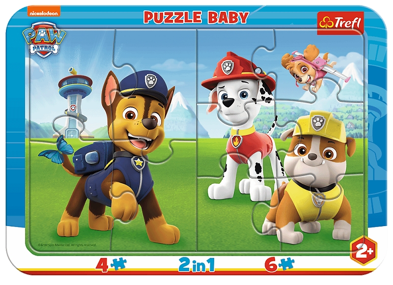 Trefl, Puzzle ramkowe Baby 2w1: Wesoły Psi Patrol (80022)