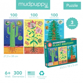 Mudpuppy, Puzzle edukacyjne 3w1 - Anatomia roślin, 300 el.