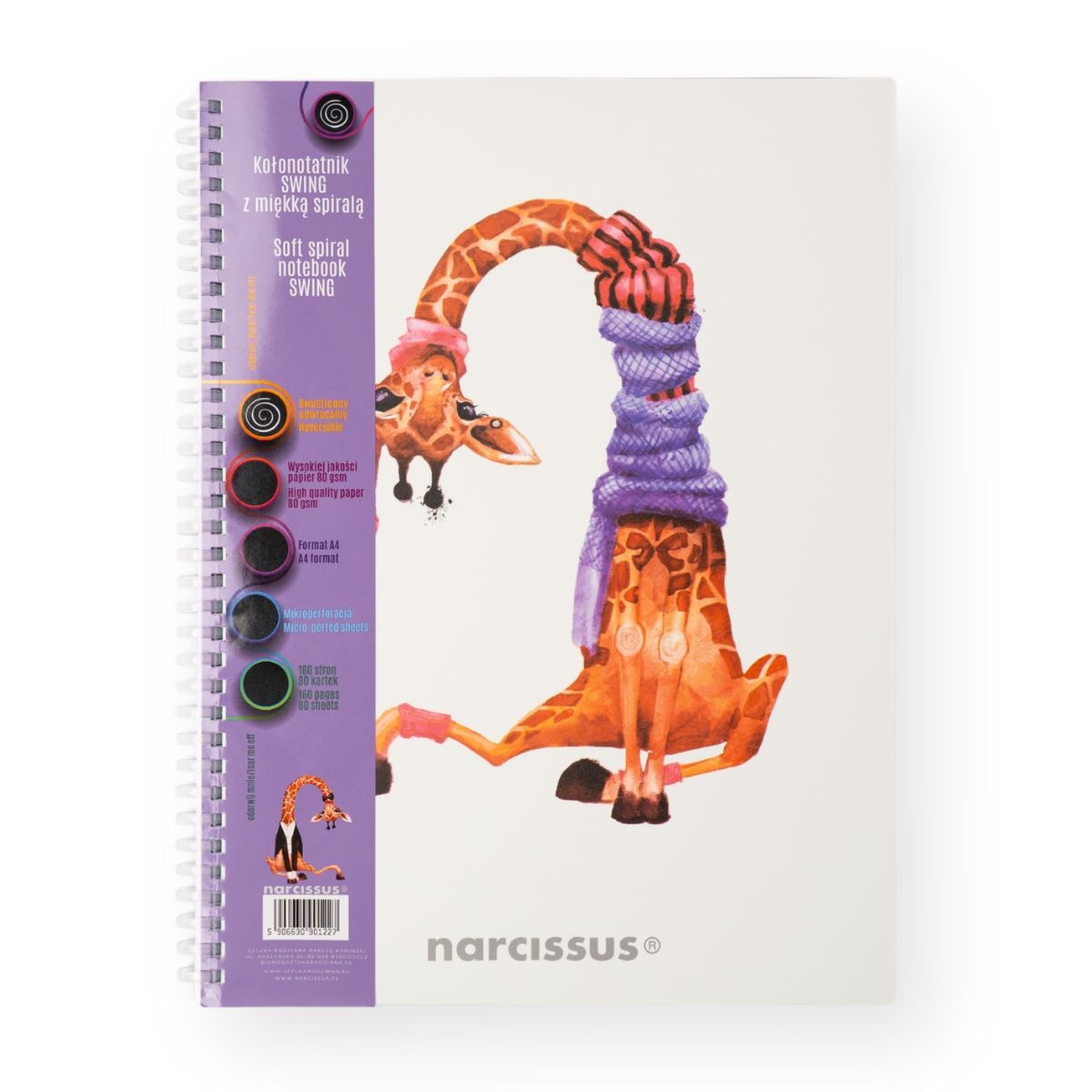 Kołonotatnik A4/80K kratka - Swing - Żyrafa