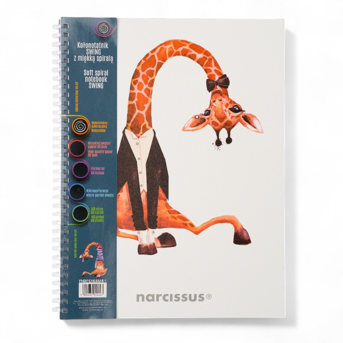 Kołonotatnik A4/80K kratka - Swing - Żyrafa