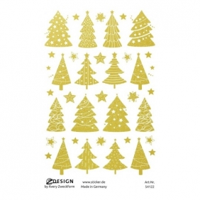 Naklejki bożonarodzeniowe Z Design - Złote choinki i gwiazdki (54122)
