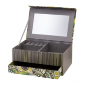 Pudełko tekturowe, szkatułka na biżuterię z lusterkiem 20x14x8cm Dżungla - Domotti