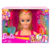 Barbie Głowa do stylizacji neonowa tęcza blond włosy (HMD78)