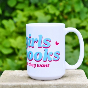 Kubek duży (440 ml) – Hot girls read books (niebieski)