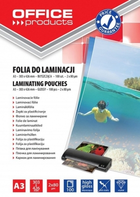 Folia do laminacji Office Products A3 303x426 mm błyszcząca 100 sztuk transparentna (20325615-90)