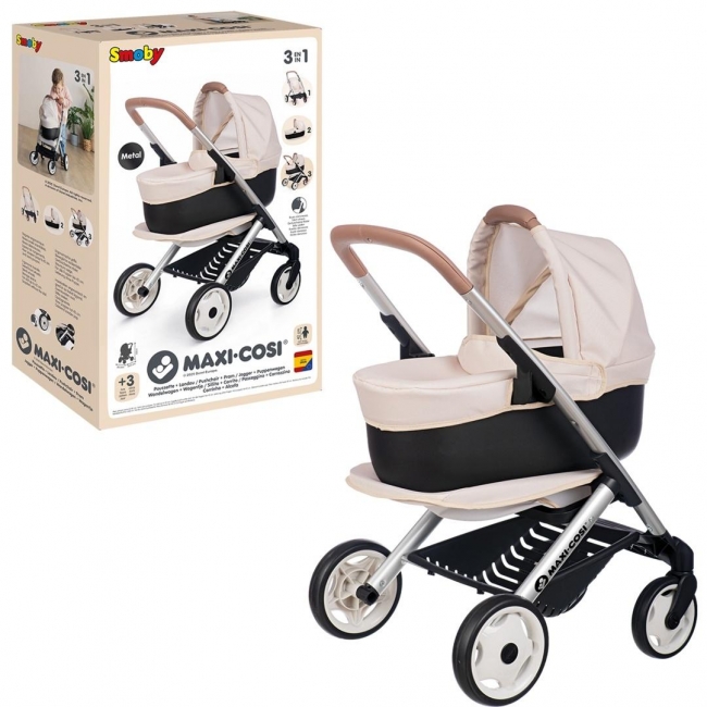 <img src='https://webimage.pl/pics/228/1/d3032162531228.jpg' style='height:440px' /> Smoby MC&Q Wózek 3w1 beżowy