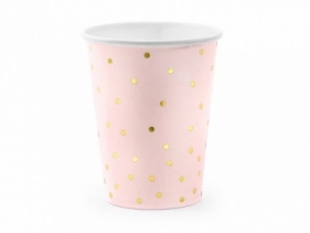 Kubek jednorazowy Partydeco Kropki, jasny róż 260ml (KPP50-081J)
